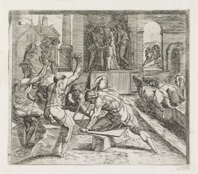 Salomo bygger templet i Jerusalem Malerier i Raphaels Loggia (serietitel) af Orazio Borgianni