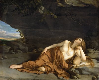 Marie Madeleine repentante - angrende Maria Magdalena - Orazio Gentileschi (1563-1638). Olie på lærred, ca 1625. Mål : 163x208 cm. Kunsthistorisk Museum, Vienne af Orazio Gentileschi