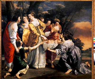 Moses redder Nilens vand (olie på lærred af Orazio Gentileschi