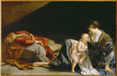 Hvile under flugten til Egypten (maleri på lærred) af Orazio Gentileschi