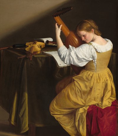 Lutespilleren, ca. 16121620. af Orazio Gentileschi