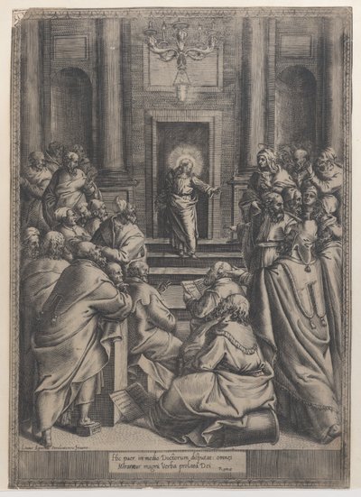 Kristus disputerer i templet, 1568-77., 1568-77. af Orazio de Sanctis