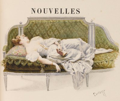 Halvtitel for Nouvelles af Alfred de Musset, 1887. af Oreste Cortazzo