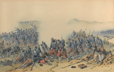 Zouaver med bajonetter (Krim) (akvarel på papir) af Orlando Norie