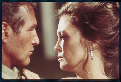 Paul Newman og Faye Dunaway på sættet af 