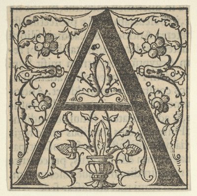 Forbogstav A med guirlander, midten af 1500-tallet., midten af 1500-tallet. af Oronce Fine