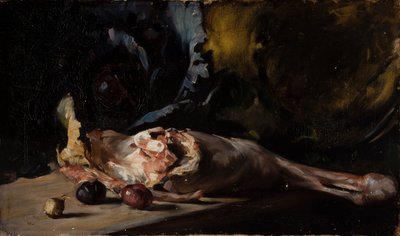 Stilleben med et lammelår og kål af Oscar Gustaf Bjorck