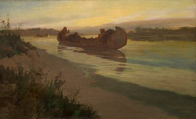 Marquette og Joliet på Mississippi af Oscar Edward Berninghaus