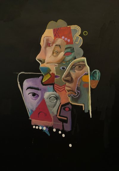 Castel of Colors (Thought Island), 2024-25 (olie og akryl på linned) af Oscar Nin