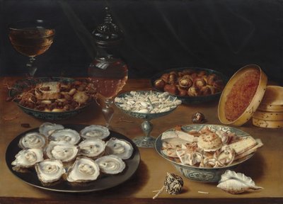 Retter med østers, frugt og vin af Osias Beert the Elder
