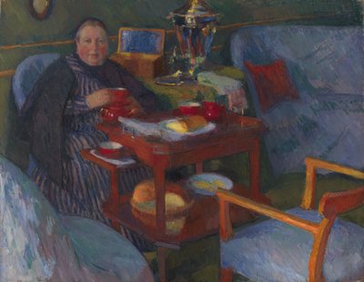 Kvinde drikker te af Osip Emmanuilovich Braz