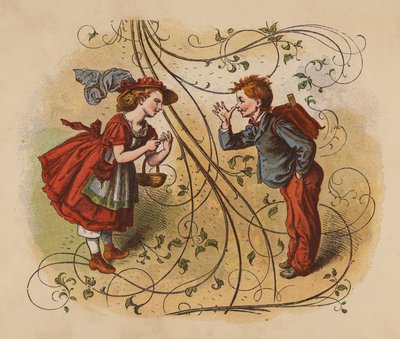 Skilte (farvelitografi) af Oskar Pletsch