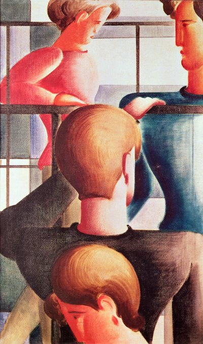 Gruppér ved et rækværk af Oskar Schlemmer