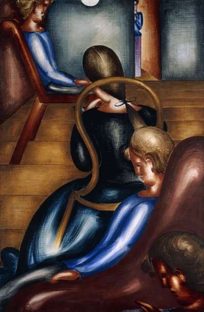 stor stillesiddende gruppe 1; Stor siddegruppe 1 af Oskar Schlemmer