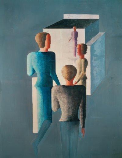 Fire figurer og en terning af Oskar Schlemmer