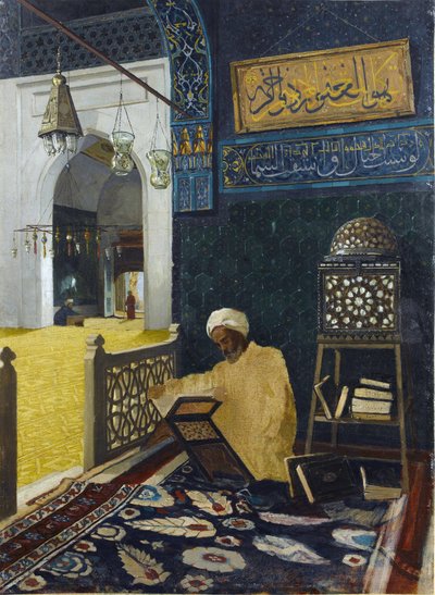 Quran reciting - Painting by Osman Hamdi Beydani af Osman Hamdi Bey