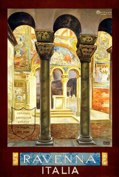 Ravenna rejseplakat, ca. 1925 (farve litho) af Osvaldo Ballerio