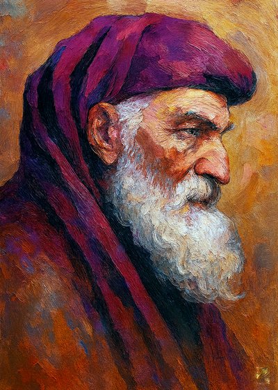 Den kontemplative gamle vismand af Osvaldo Russo