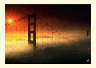Tåge ved solnedgang over Golden Gate af Osvaldo Russo