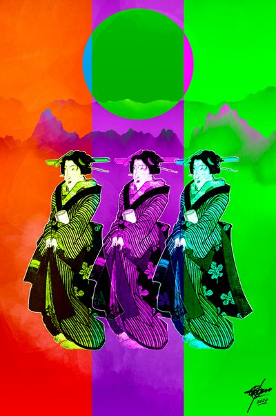Pop Art-geisha-trio af Osvaldo Russo