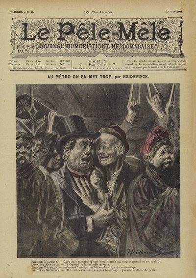 I metroen lægger vi for meget. Illustration til Le Pele-Mele af Oswald (after) Heidbrinck