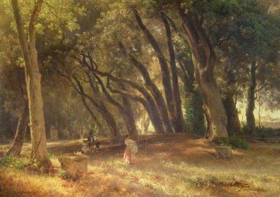 I Villa Borgheses have (olie på lærred) af Oswald Achenbach