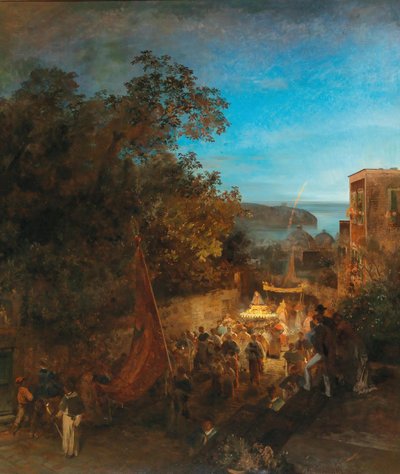 Ischia - Sankt Anne-festen, Casamicciola af Oswald Achenbach