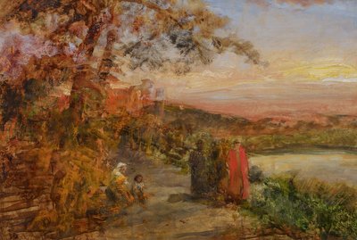 Oswald Achenbach-kardinaler over Albanosøen af Oswald Achenbach