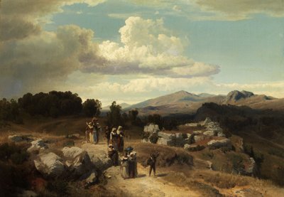 Søndagstur i det romerske landskab af Oswald Achenbach