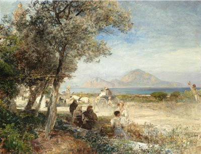 Udsigt over Napoli-bugten af Oswald Achenbach