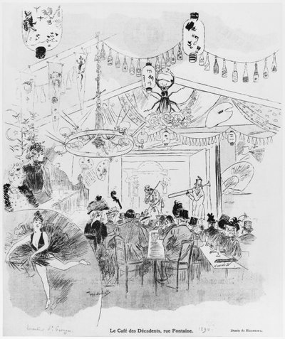 Cafe des Decadents, 16bis rue Fontaine, Paris, 1890 af Oswald Heidbrinck