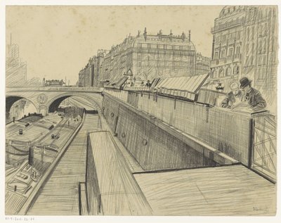 Udsigt over Quai des Grands-Augustins i Paris af Oswald Heidbrinck