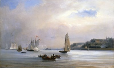 The Anglo-American Yacht Race round the Isle of Wight, 22. august 1851 (olie på lærred) af Oswald Walters Brierly