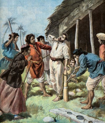 Carrere-fange af Pavillons Noirs,1895 (Illustration) af Oswaldo Tofani