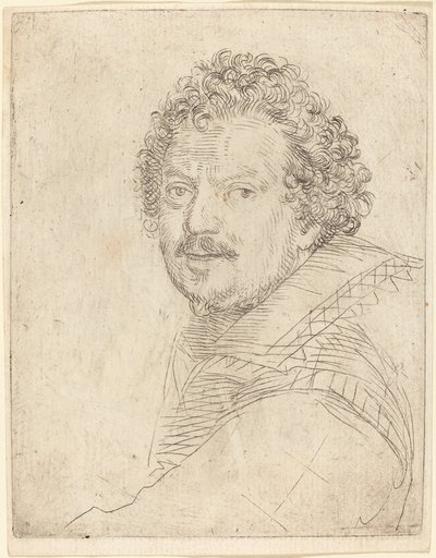En mand med overskæg og fipskæg, der vender fremad af Ottavio Leoni