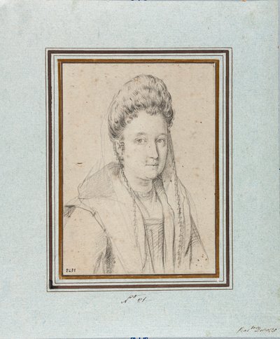 Portræt af Costanza Sforza di Santa Flora (1550-1617), hertuginde af Sora og hustru af Giacomo Boncompagni Tegning af Ottavio Leoni (1578-1630) Genes, Musei di Strada Nuova, inv 2431 af Ottavio Mario Leoni