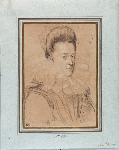 Portræt af Eleonore de Medicis (Eleonora de Medici) (1567-1611) Hustru til Vincent I af Gonzague, hertug af Mantua (Vincenzo I Gonzaga, hertug af Mantua) (1562-1612) Tegning af Ottavio Leoni (1578-1630) Genes, Strada Nuova Museums, inv 2432 af Ottavio Mario Leoni