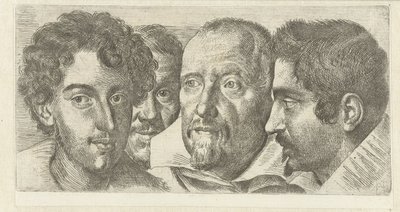 Portret van Cosimo Orsino, Cesare Bartolotti, Sigmund Laire og en selvportret af Ottavio Leoni af Ottavio Mario Leoni