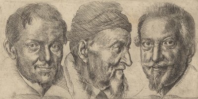 Tre portrætter, der muligvis forestiller Camillo Graffic, Ercole Pedemonte og Antoni ..., ca. 1620-30. af Ottavio Mario Leoni