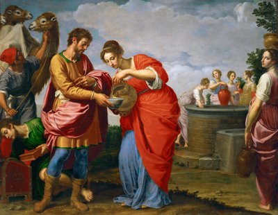 Rebecca og Eliezer ved brønden - Ottavio Vannini (1585-1643). Olie på lærred, ca. 1626. Mål : 120x154 cm. Kunsthistorisk Museum, Vienne af Ottavio Vannini