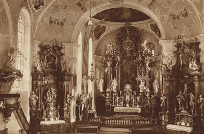 Sognekirke, Oberammergau, Kirkens indre af Otto Ballerstedt