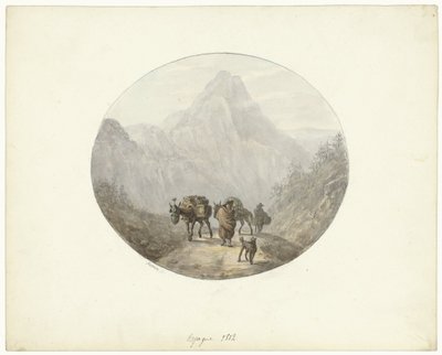 Bjerglandskab i Spanien med æsler af Otto Baron Howen