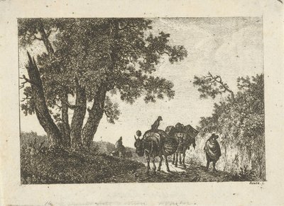 Landskab med muldyr og rejsende af Otto Baron Howen