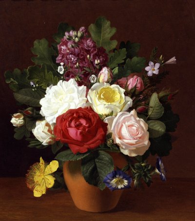 Stilleben med sommerblomster. Maleri af Otto Didrik Ottesen (1816-1892) Privat samling. af Otto Didrik Ottesen