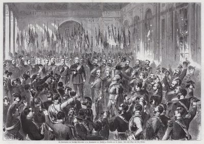 Proklamation af kong Wilhelm I af Preussen som kejser af Tyskland, Spejlsalen, Palais de Versailles, Frankrig af Otto Edmund Guenther