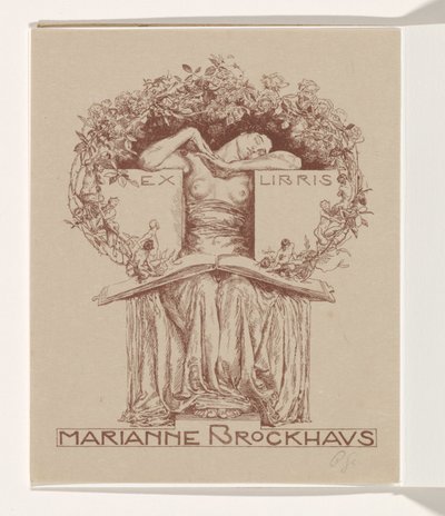 Ex-libris af Marianne Brockhaus af Otto Greiner (signed by artist)