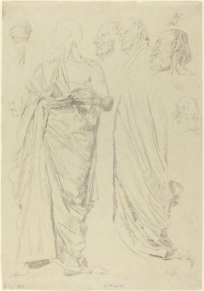 Studier af mænd i Togas [recto] af Otto Greiner