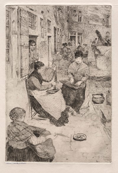Etchings of Venice: Bead Stringers, 1882. af Otto H. Bacher