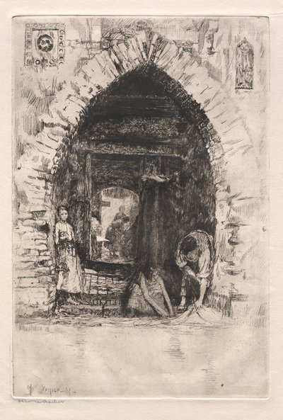 Etchings of Venice: Laundry, 1881. af Otto H. Bacher