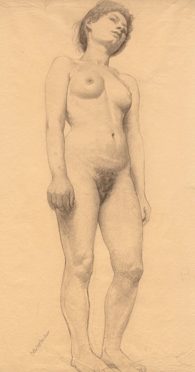 Stående nøgen kvinde, formentlig 1878-79. af Otto H. Bacher